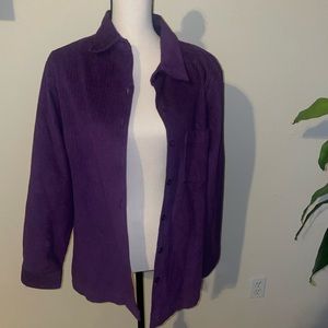 corduroyed purple shirt